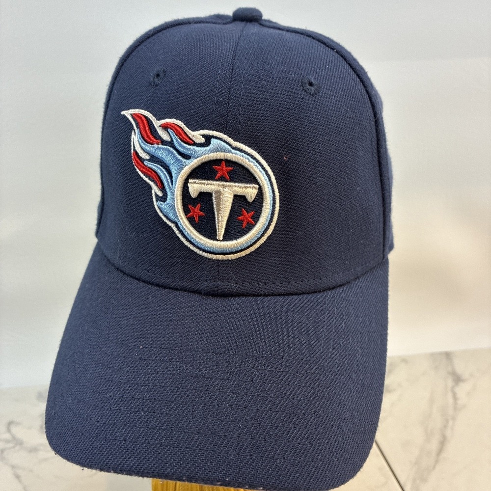 Tennessee Titans New Era 39Thirty Flex Fit Blue Flaming Logo Cap‎ Hat S-M